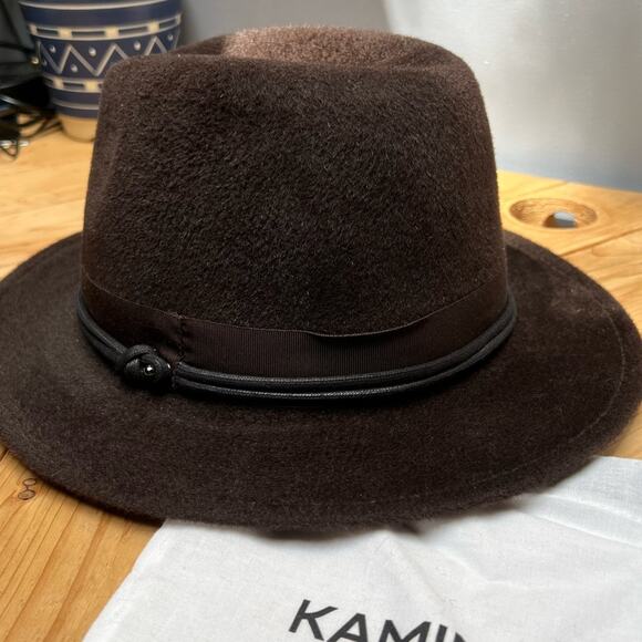 NWT Helen Kaminski Brown/Black Chesterfield/Charcoal Fedora Hat - Picture 5 of 9